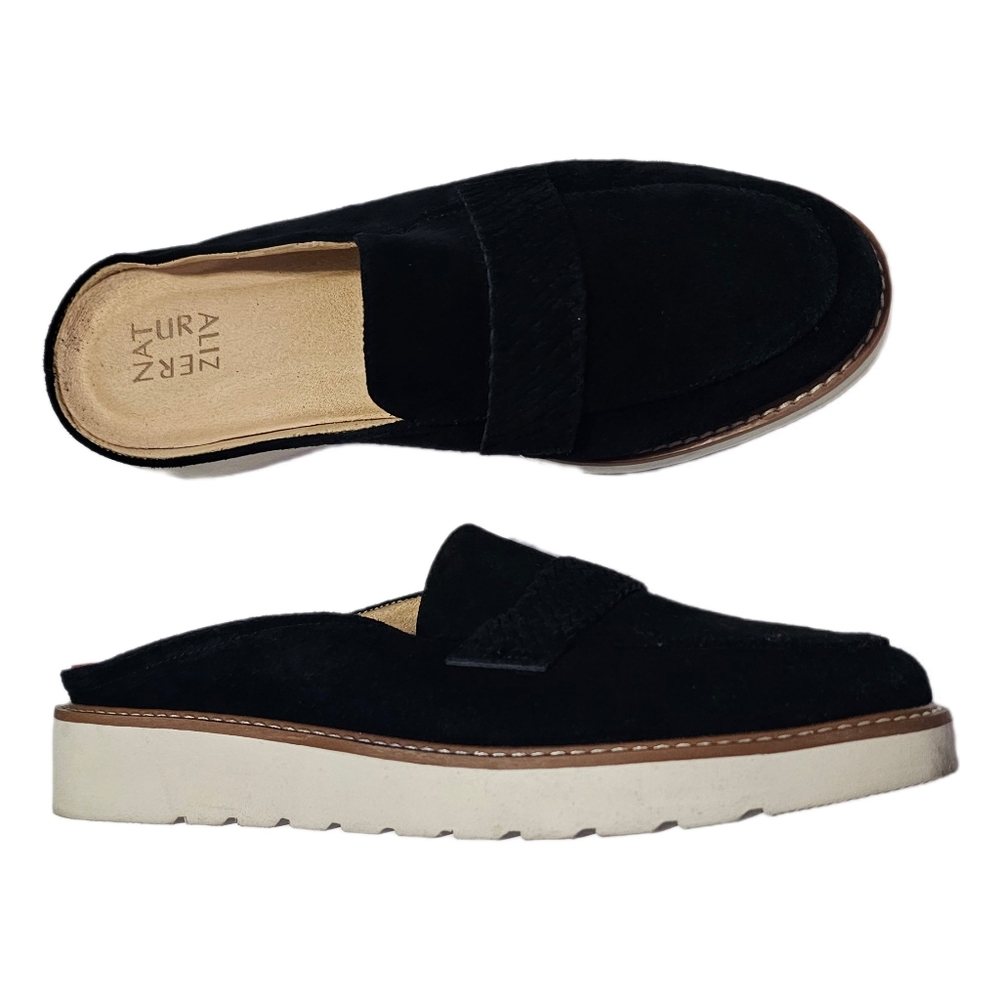 Naturalizer mules loafer black suede slip on shoes size 9.5W
